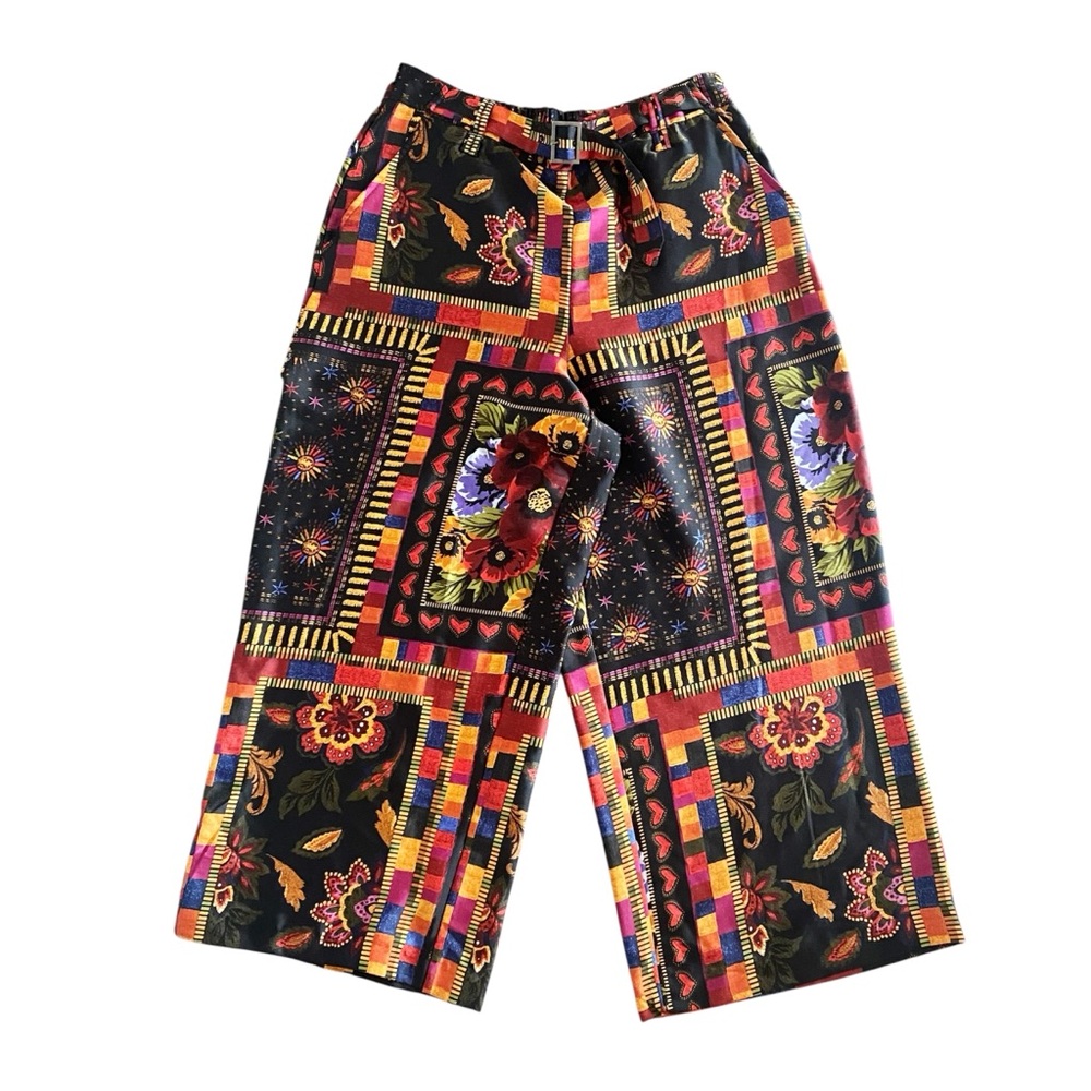 Joie Patchwork Cropped Wide Leg Pants